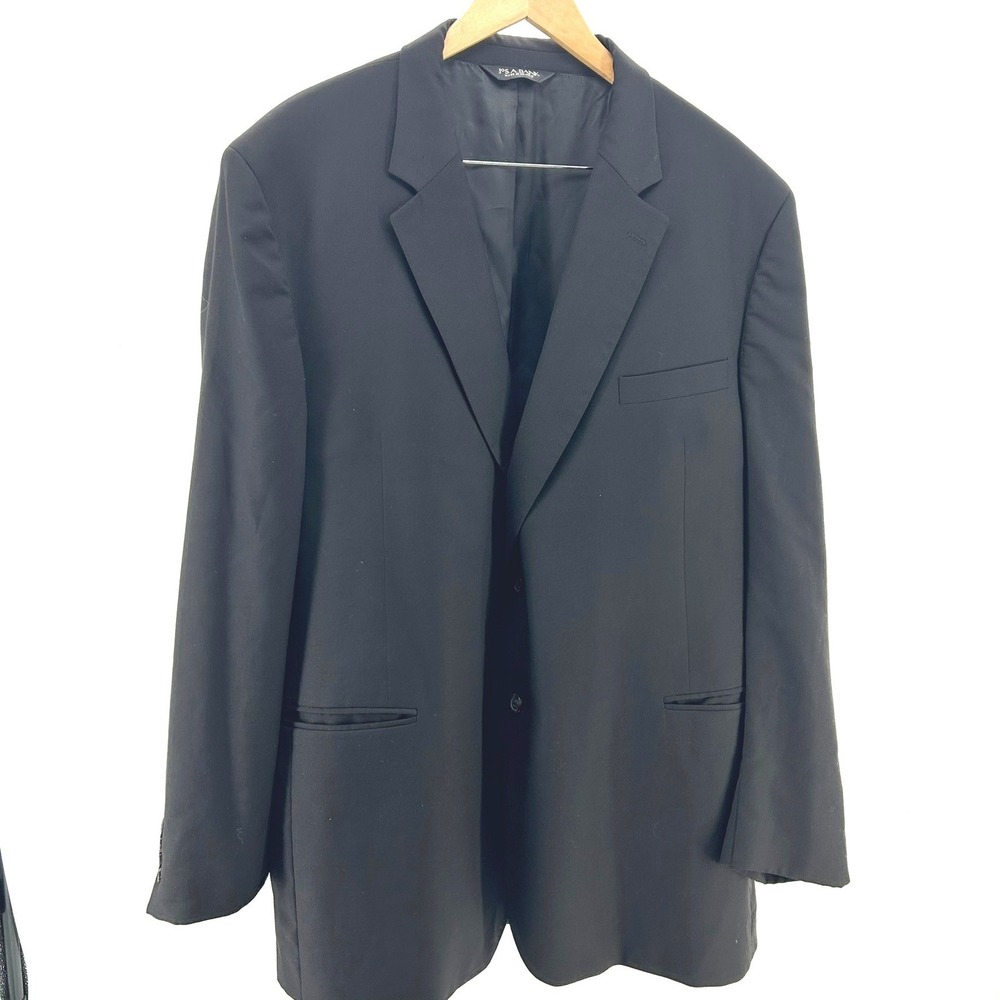 Joseph A Bank Mens Classic Black 100% Wool 2 Button Suit Jacket Blazer Size 52L